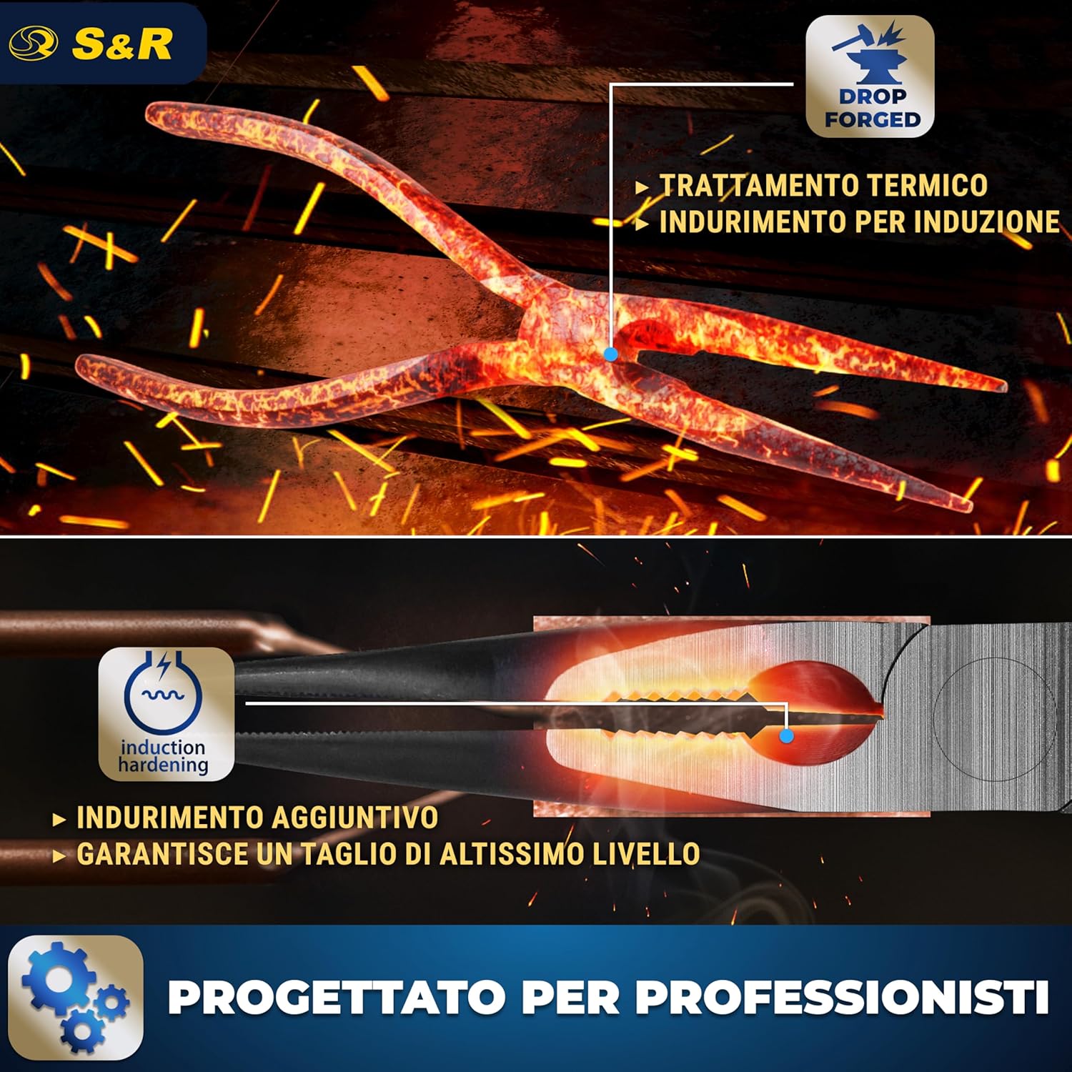 Thumbnail 3 de S&R Pinze a becco lungo certificate VDE – Pinza elettricista 210 mm in acciaio cromovanadio fosfatato
