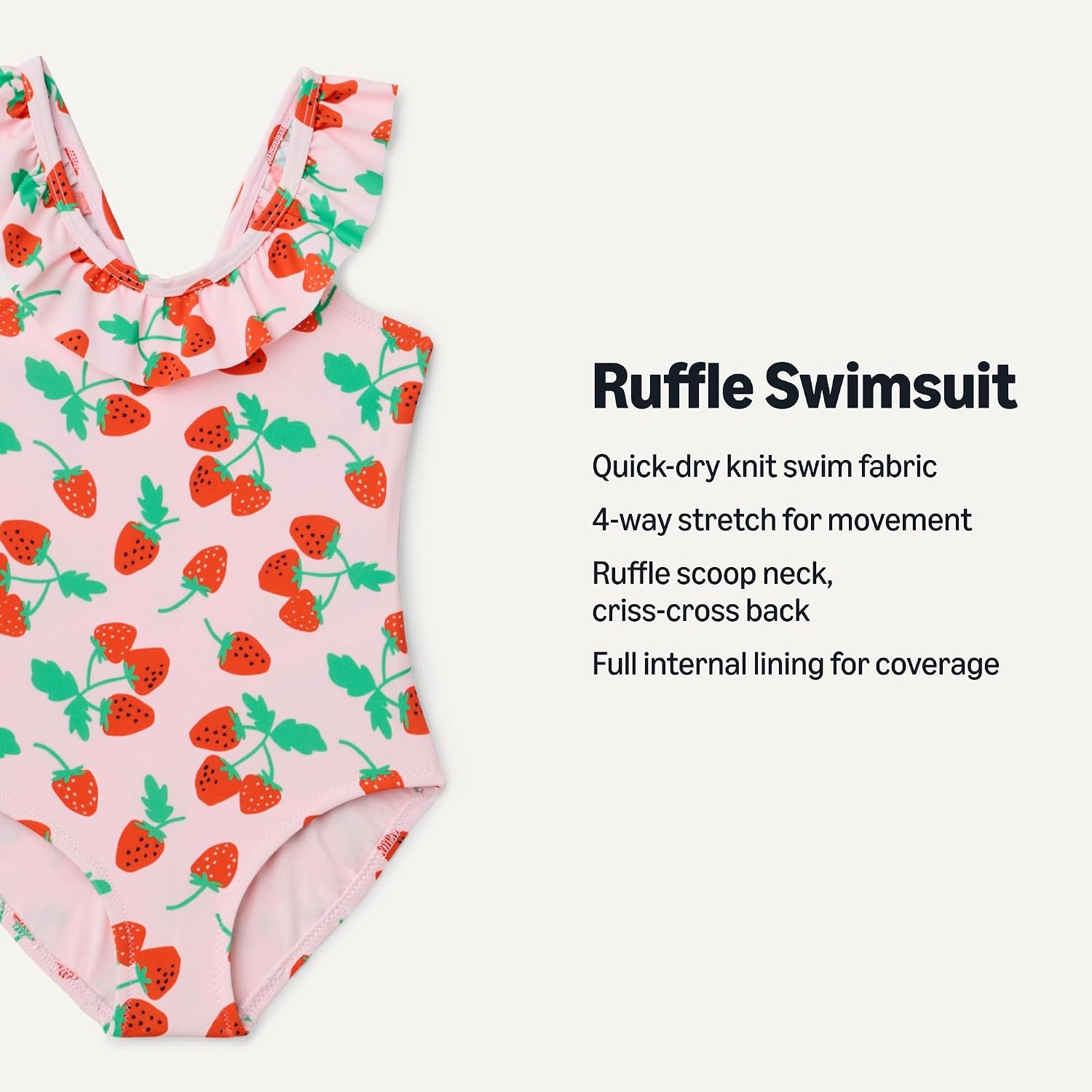 Detalle de Amazon Essentials Girls' Frill-Trimmed One-Piece Swimsuit