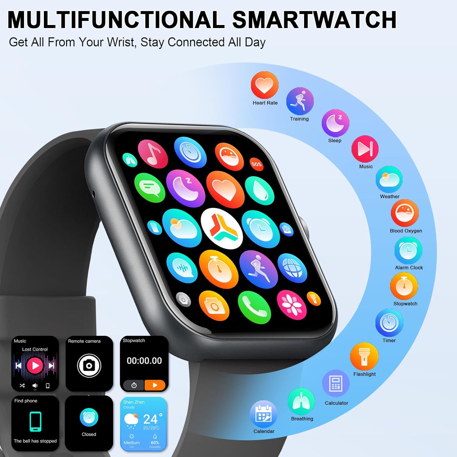 Thumbnail 6 de Smartwatch Herren Damen 1,96" HD Touch Fitnessuhr mit Telefonfunktion – 113+ Sportmodi, Schlafmonitor, IP68