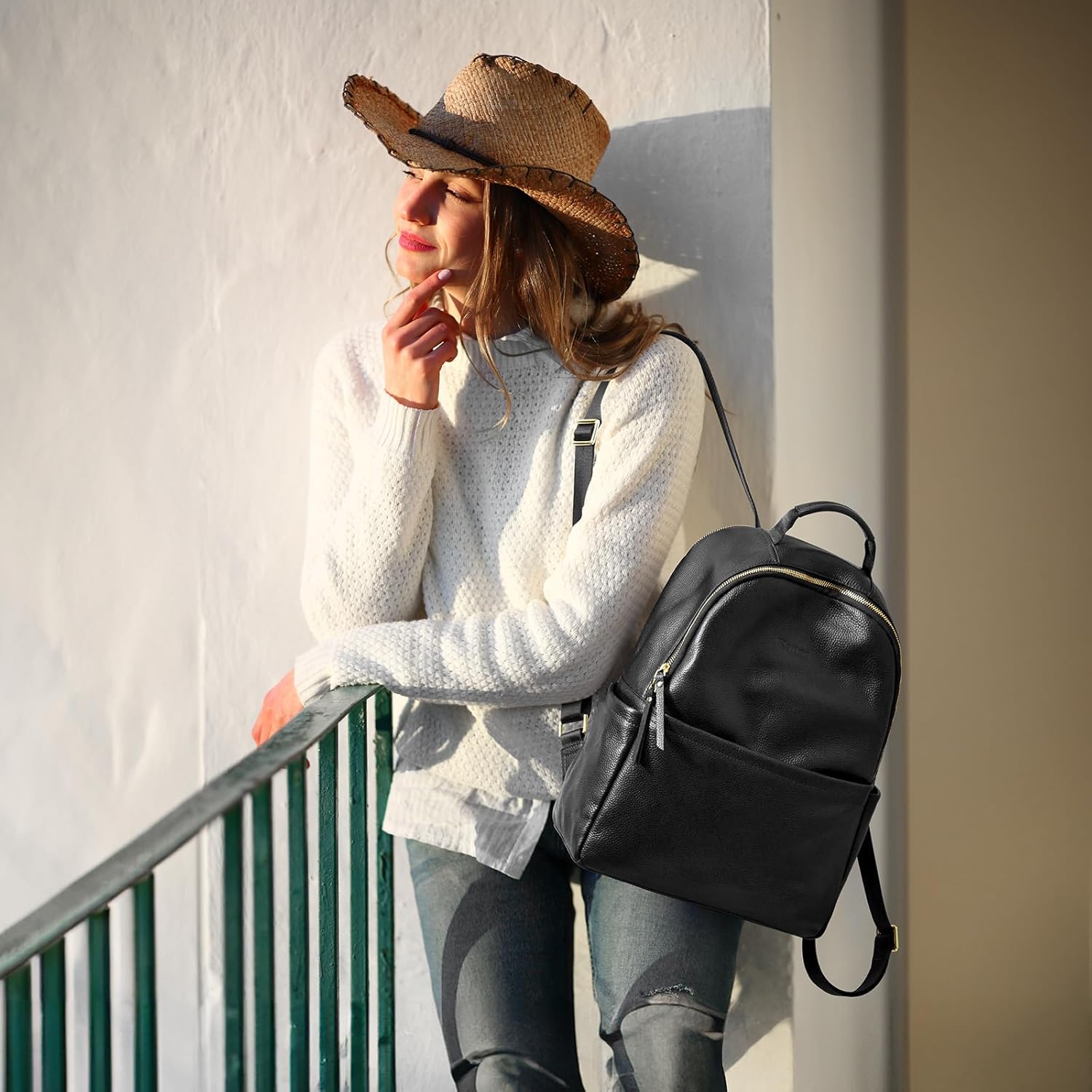 Thumbnail 6 de Kattee Sac à dos en cuir véritable pour femme – antivol doux et tendance