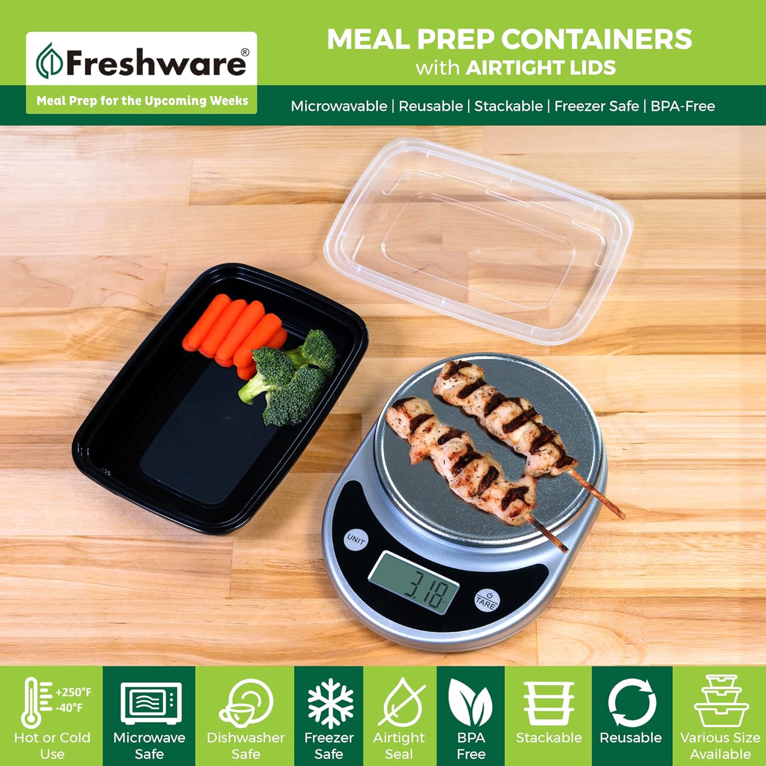 Thumbnail 1 de Freshware Meal Prep Containers 16 oz 🍱