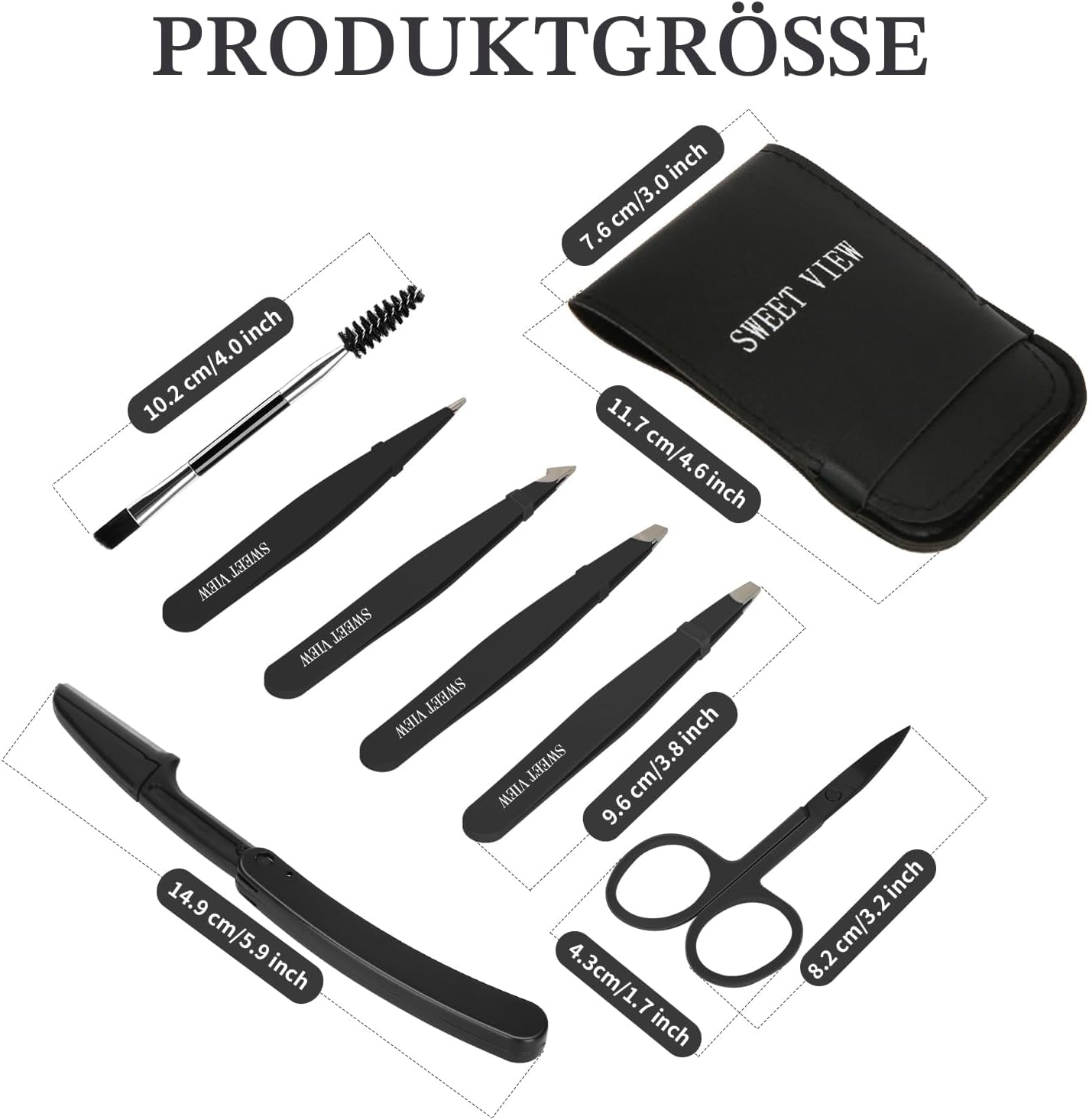 Detalle de SWEET VIEW 7‑Stück Pinzetten-Set – Präzisionswerkzeug für Augenbrauen, Gesicht und eingewachsene Haare