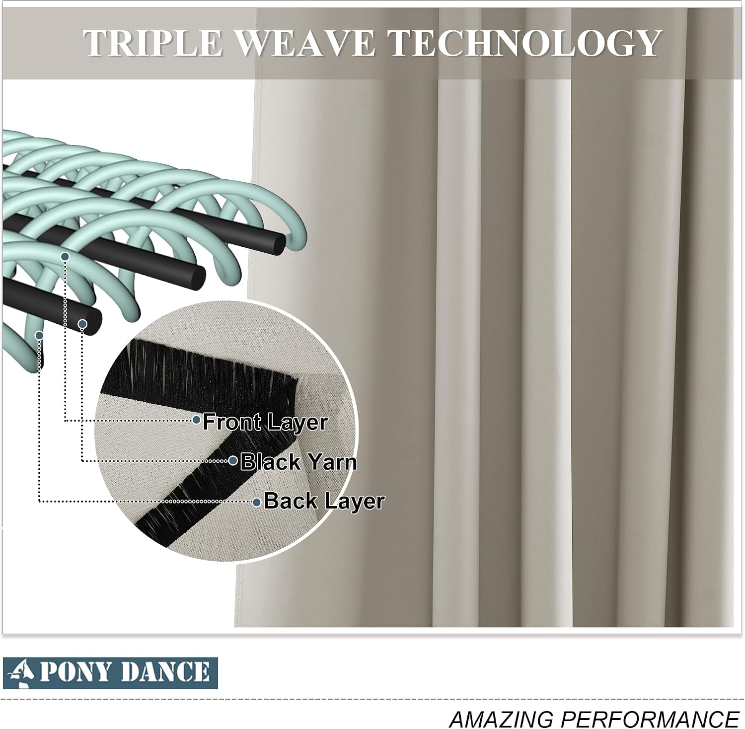 Detalle 2 de PONY DANCE Natural Thermal Insulated Curtains 37x54