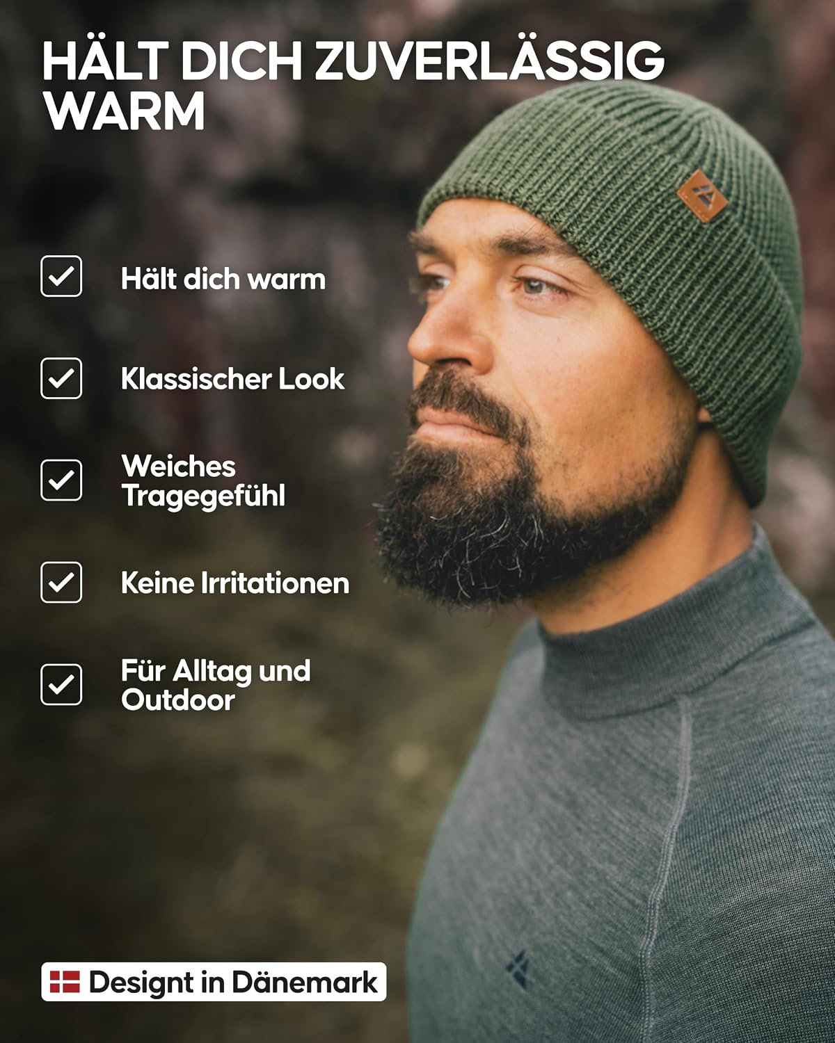 Detalle de DANISH ENDURANCE Merino Mütze 55–61 cm