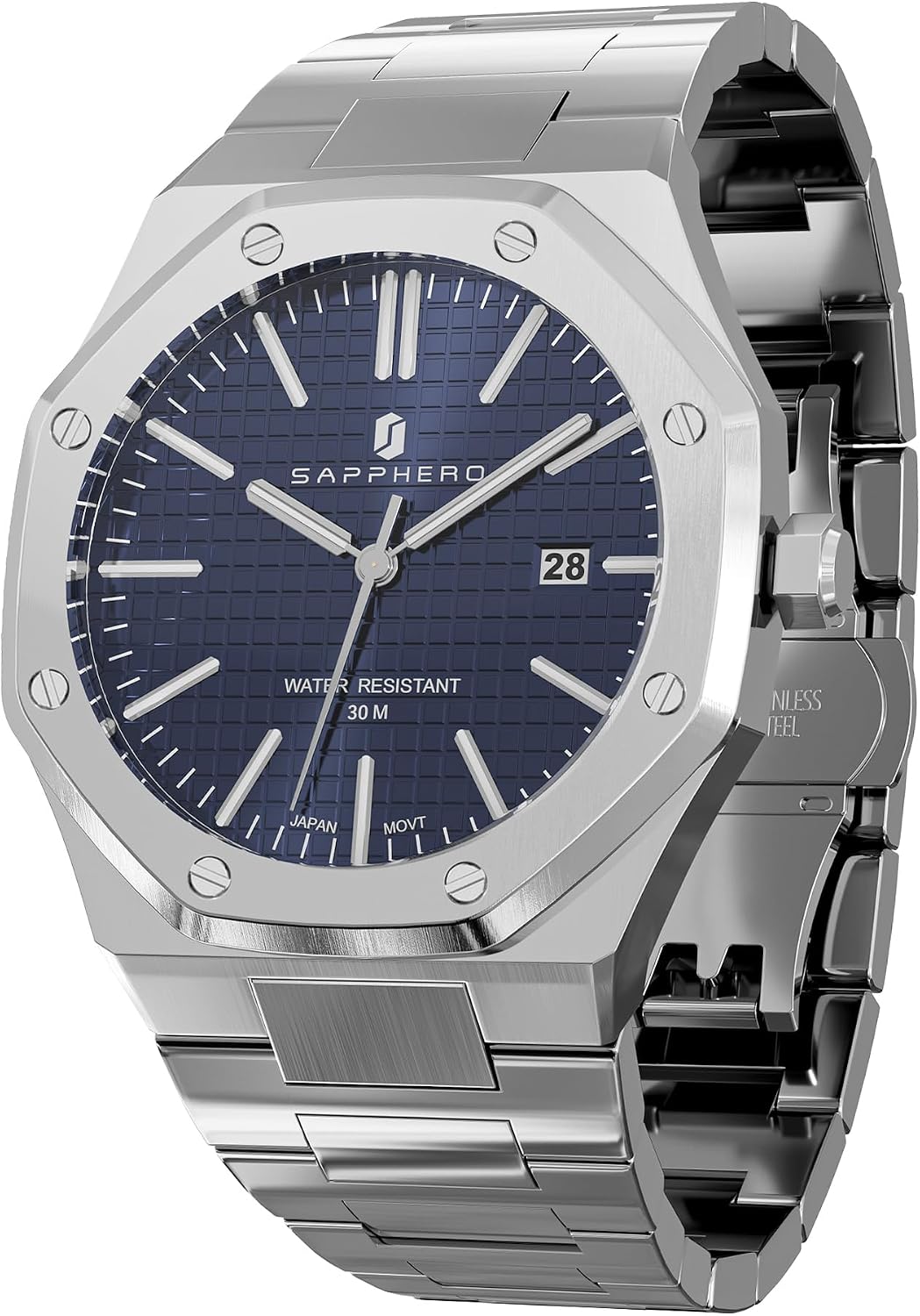 Thumbnail 6 de SAPPHERO Orologio Uomo Acciaio 50M impermeabile elegante analogico