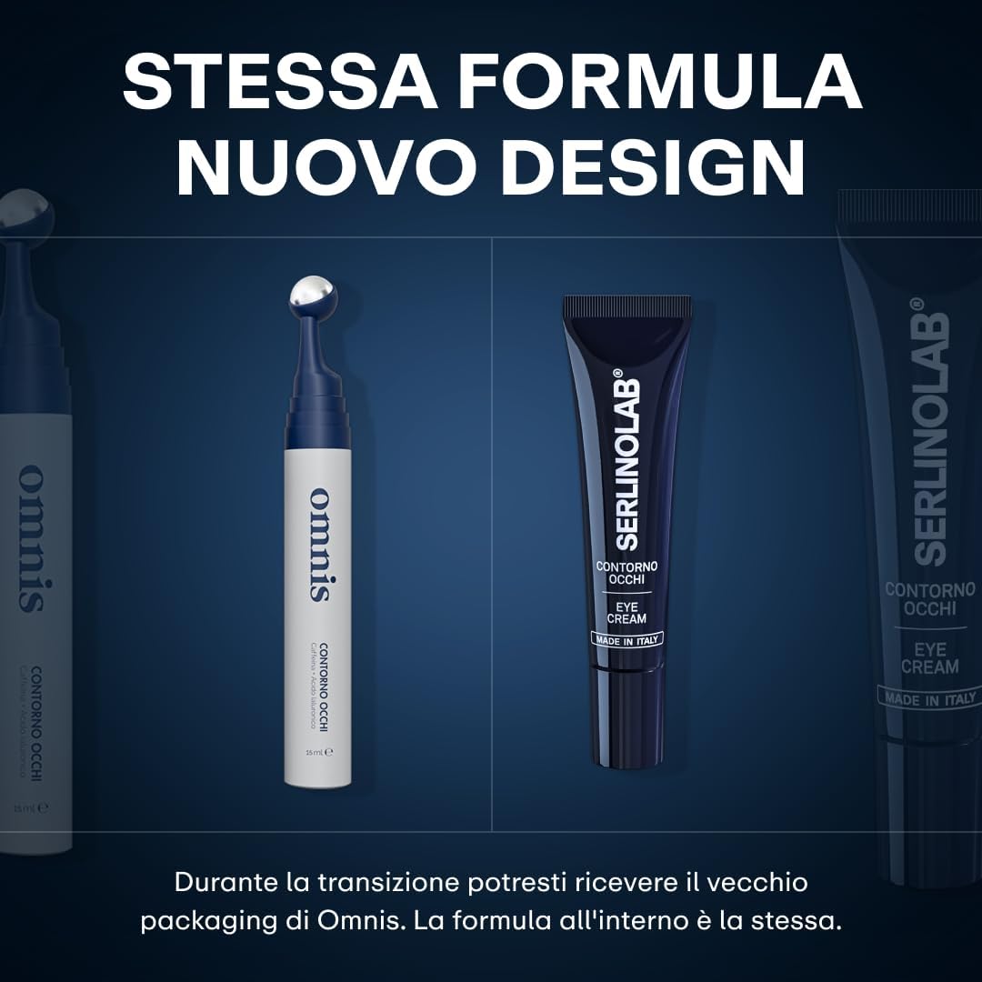 Detalle de SERLINOLAB Contorno Occhi Uomo – Crema Anti Borse, Occhiaie e Rughe con Acido Ialuronico, Caffeina e Argiline, 15ml