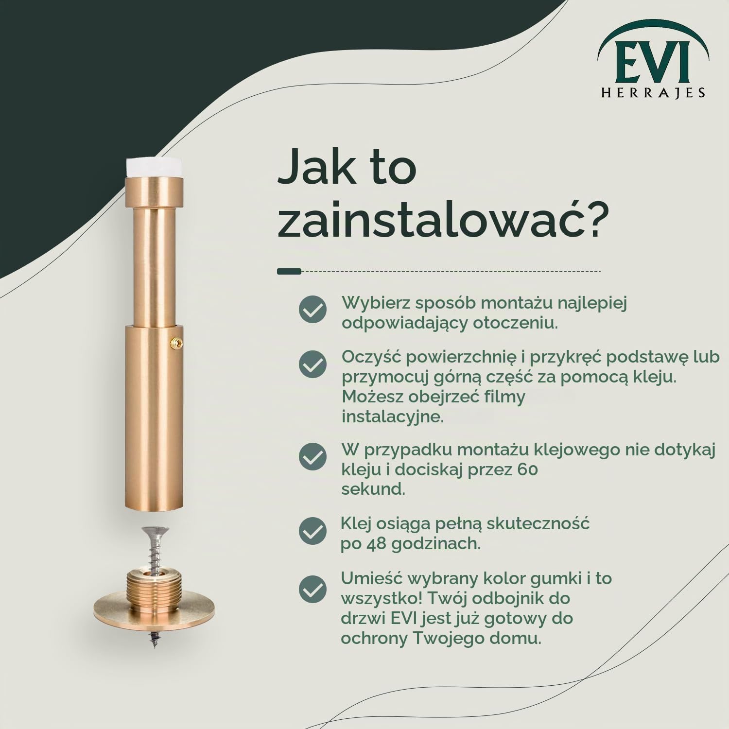 Detalle 1 de EVI Herrajes I-282DUALMT – mosiężny ogranicznik ścienny, regulowany, matowy