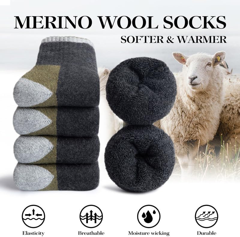 Detalle 2 de SIMIYA Merino Wool Hiking Socks, 5 Pairs, Thick Thermal Cushioning