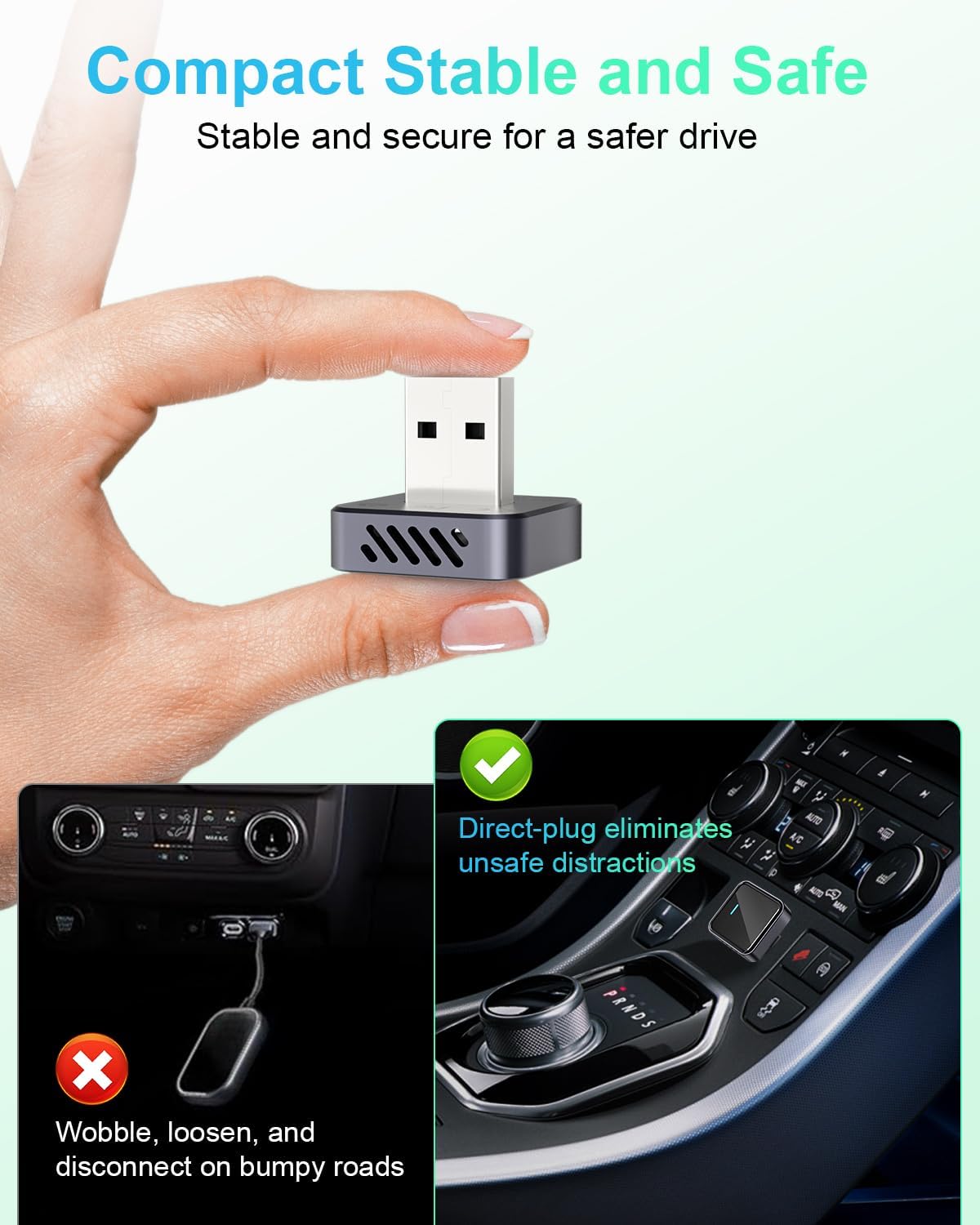 Detalle 2 de Gatatol Nano Wireless CarPlay Adapter (USB-A to USB-C) for iPhone — turns wired CarPlay into wireless