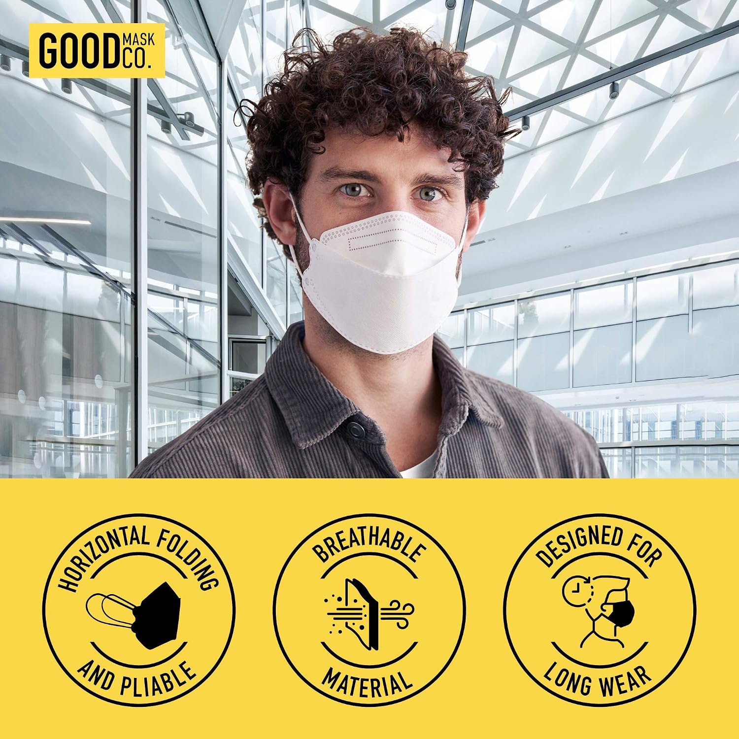 Thumbnail 4 de Good Mask Co. 8862 KN95 Disposable Face Masks, Folding, White, 25-Pack