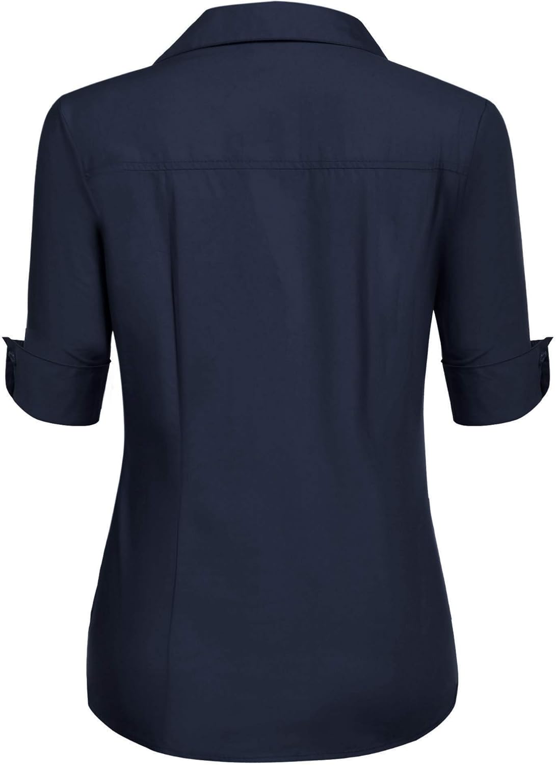 Thumbnail 2 de Hotouch Damenbluse mit 3/4-Ärmeln, Slim Fit und Baumwolle – Basic Hemdbluse mit V-Ausschnitt & Knopfleiste