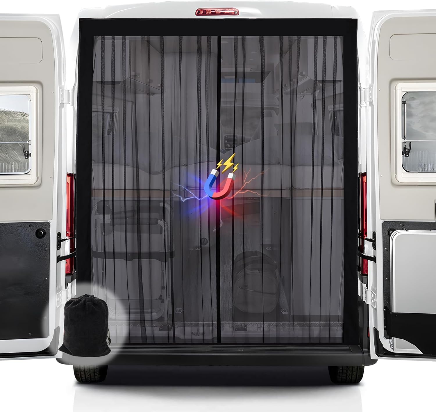 Detalle de ZATOOTO Fliegengitter-Van mit Magnetverschluss – Magnetsystem, Insektenschutz für Opel Movano/Fiat Ducato Hochdach