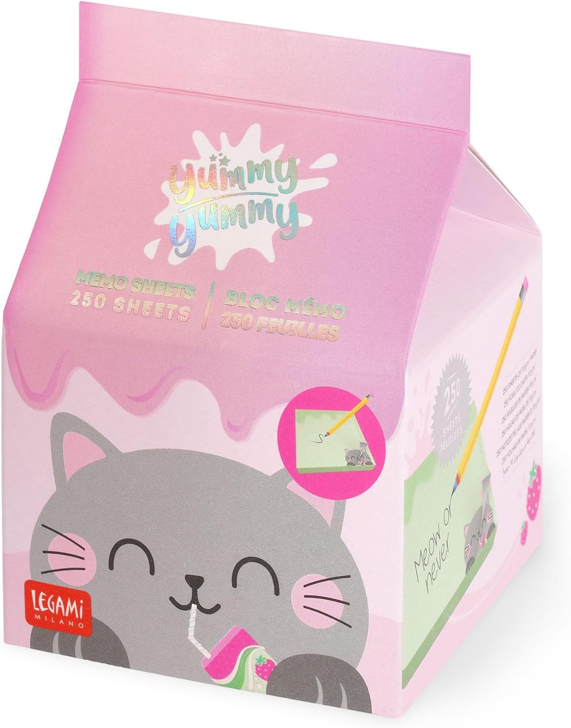 Detalle de Legami Yummy Yummy Memo Kitty – anteckningsblock med 250 löstagbara ark