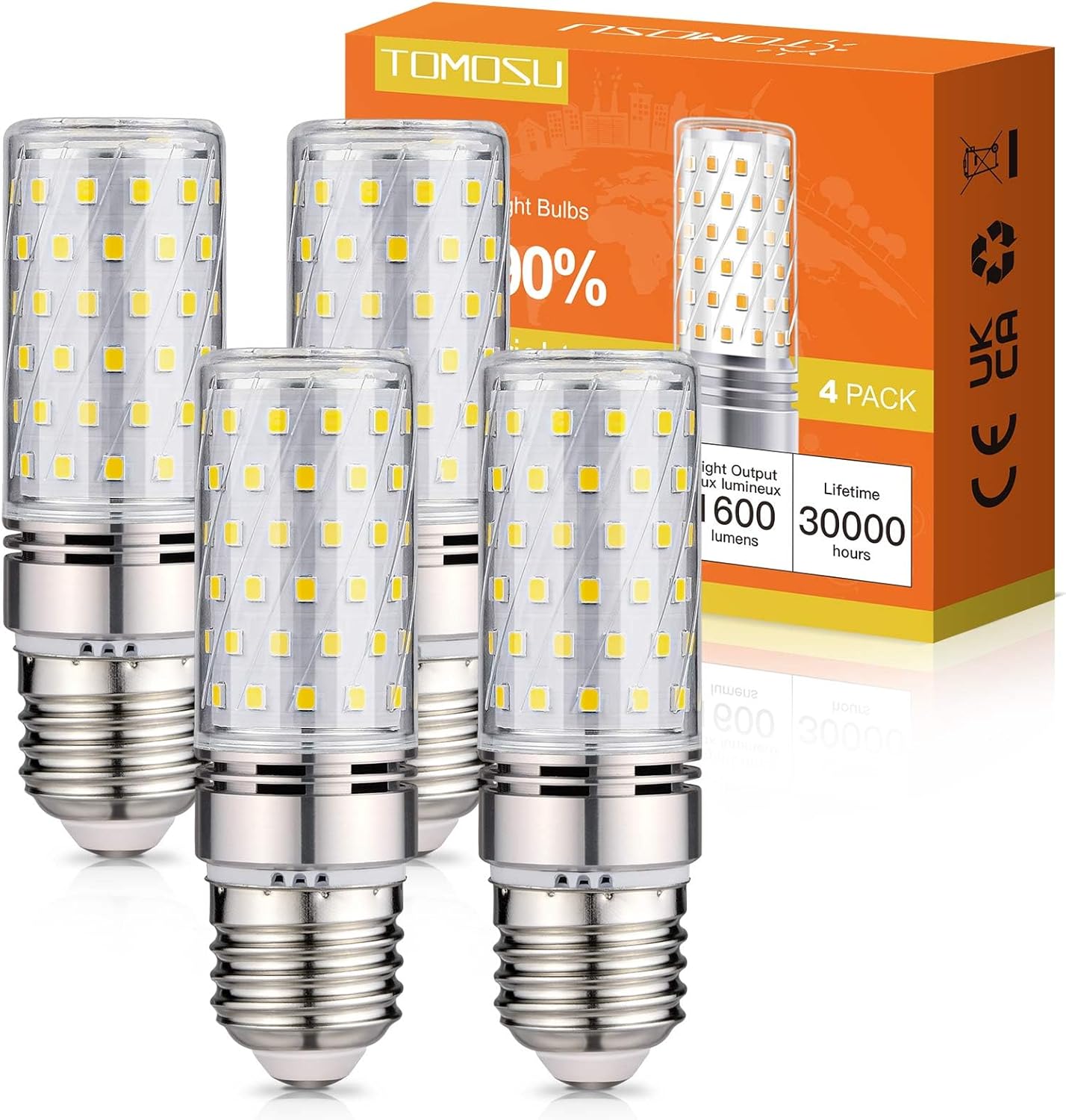 Lot de 4 ampoules LED Tomosu E27 blanc froid 6000K 16W 1600 lm (non dimmables)