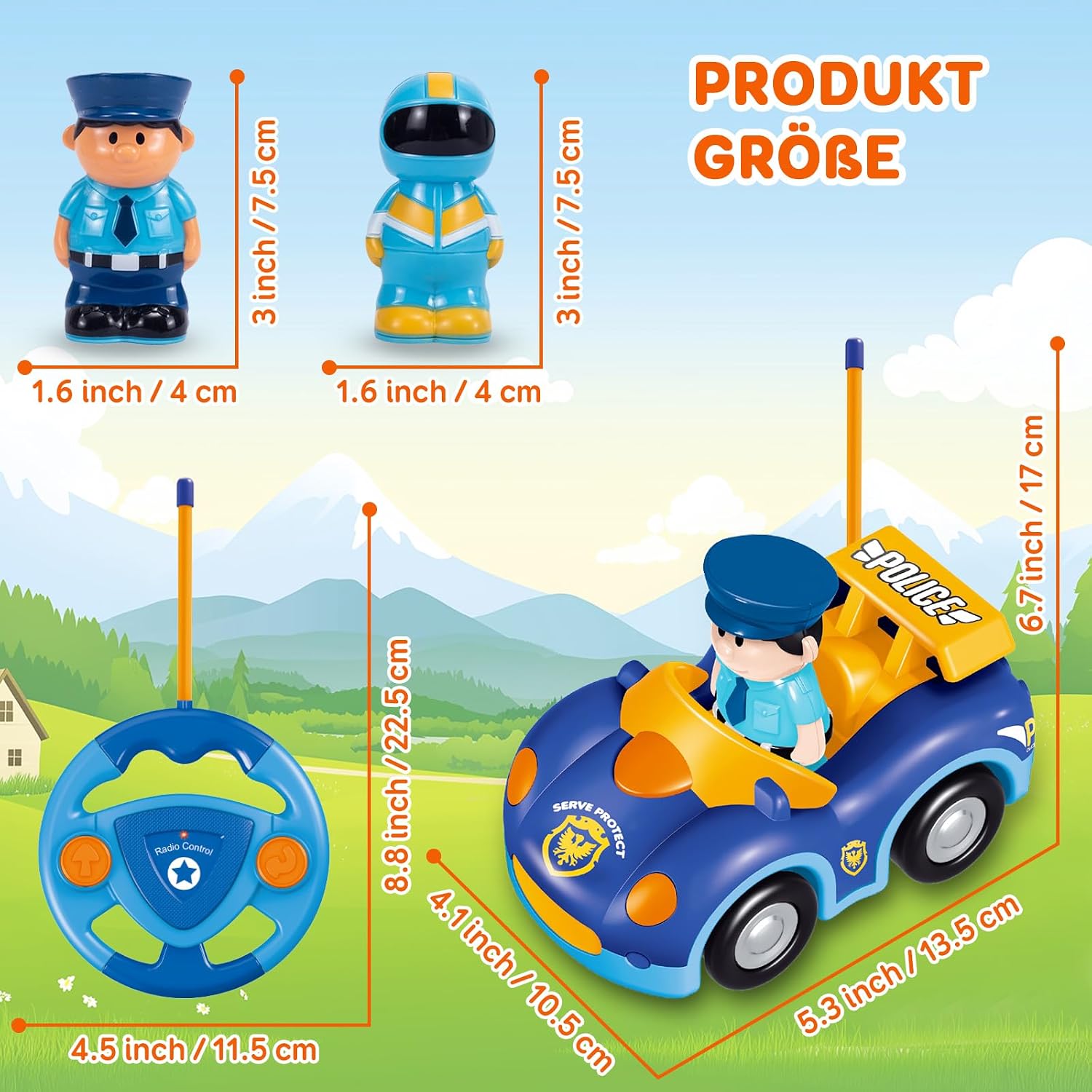 Detalle de Pup Go Kleinkind RC Polizeiauto mit Musik & Lichtern (ab 18 Monaten) inkl. 2 austauschbaren Fahrfiguren