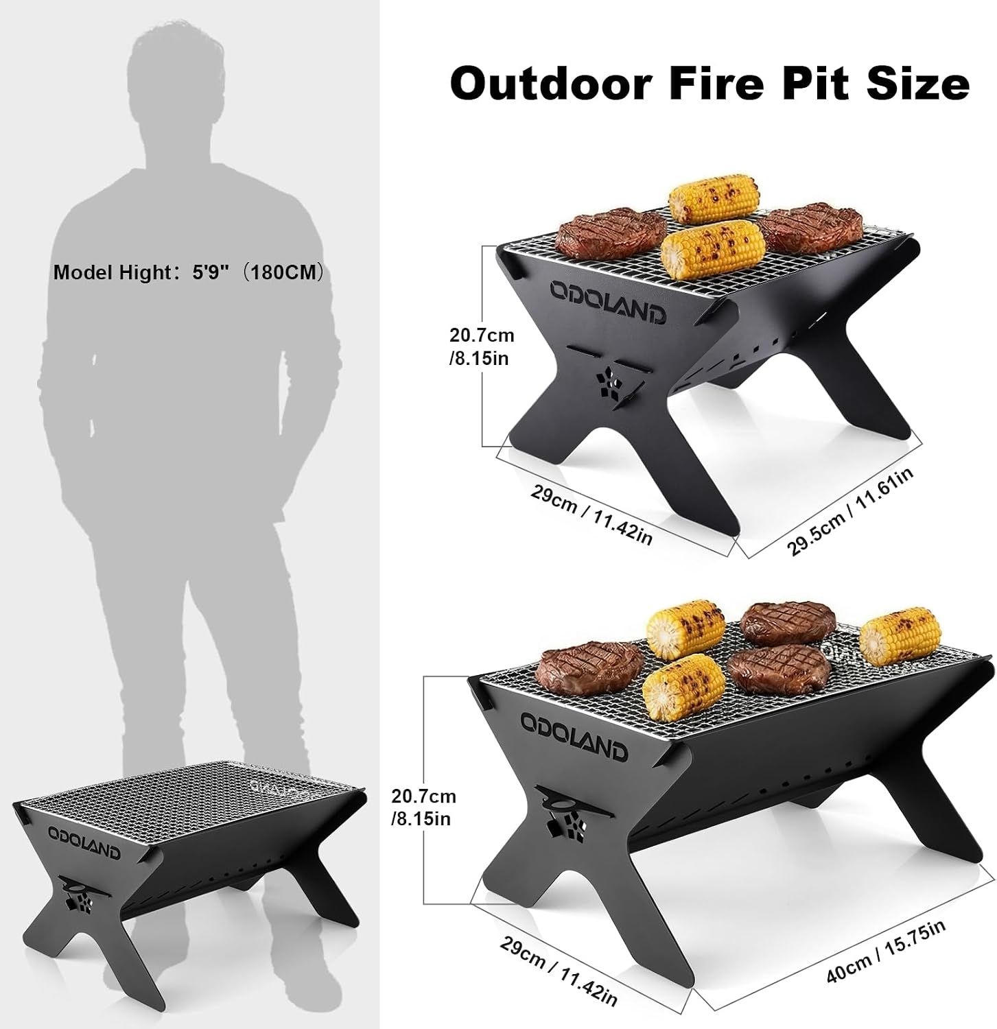 Thumbnail 5 de Odoland Camping Grill in Heavy-Duty Iron