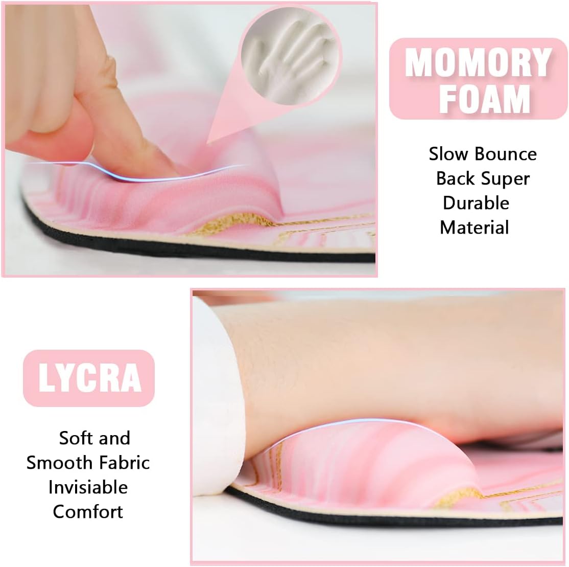 Detalle de Yunoble SDB2-FSD Ergonomic Keyboard Wrist Rest and Mouse Pad Set, Pink Fluid