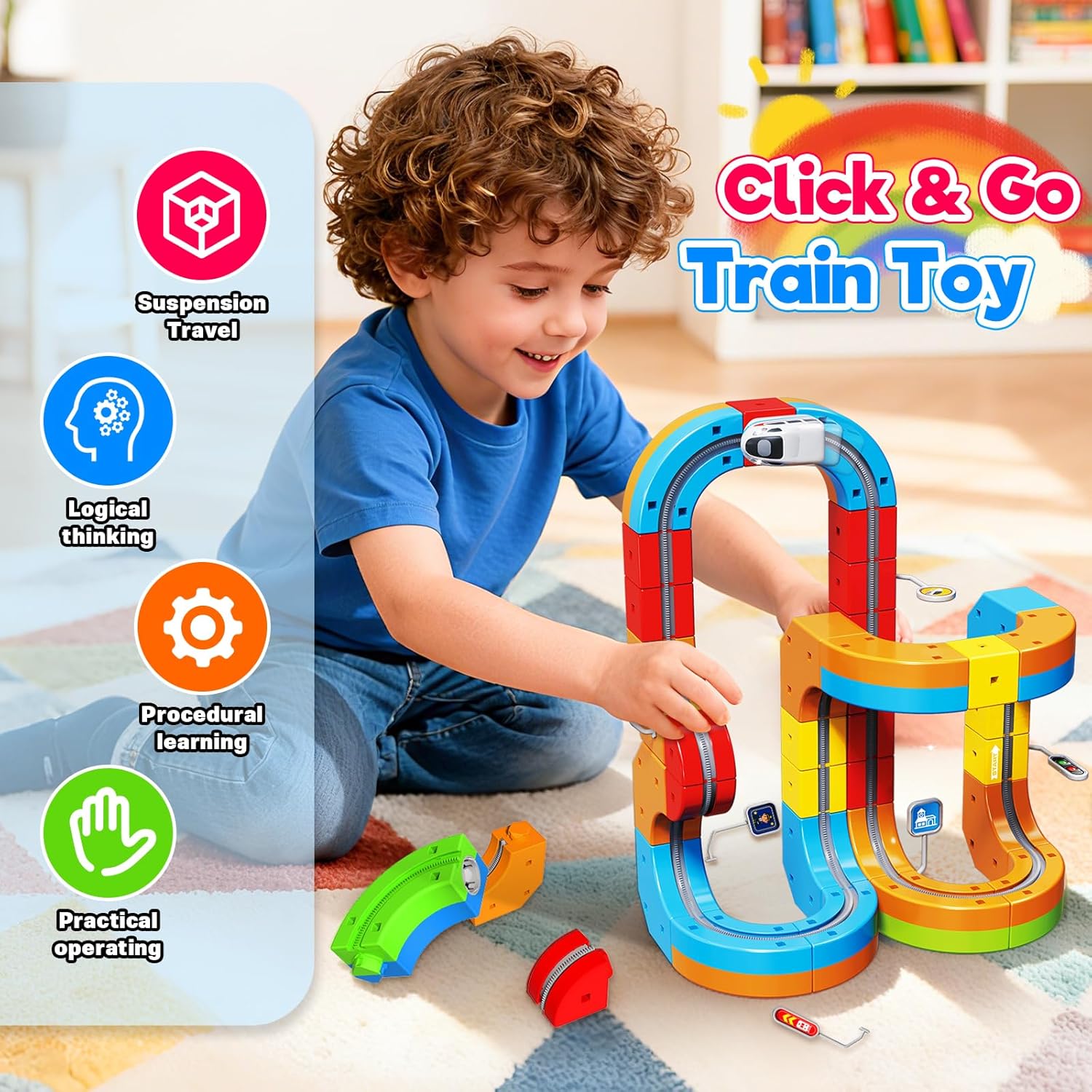 Detalle 2 de Goody King Train Électrique Enfant 110 pièces – Circuit magnétique 3D avec train électrique