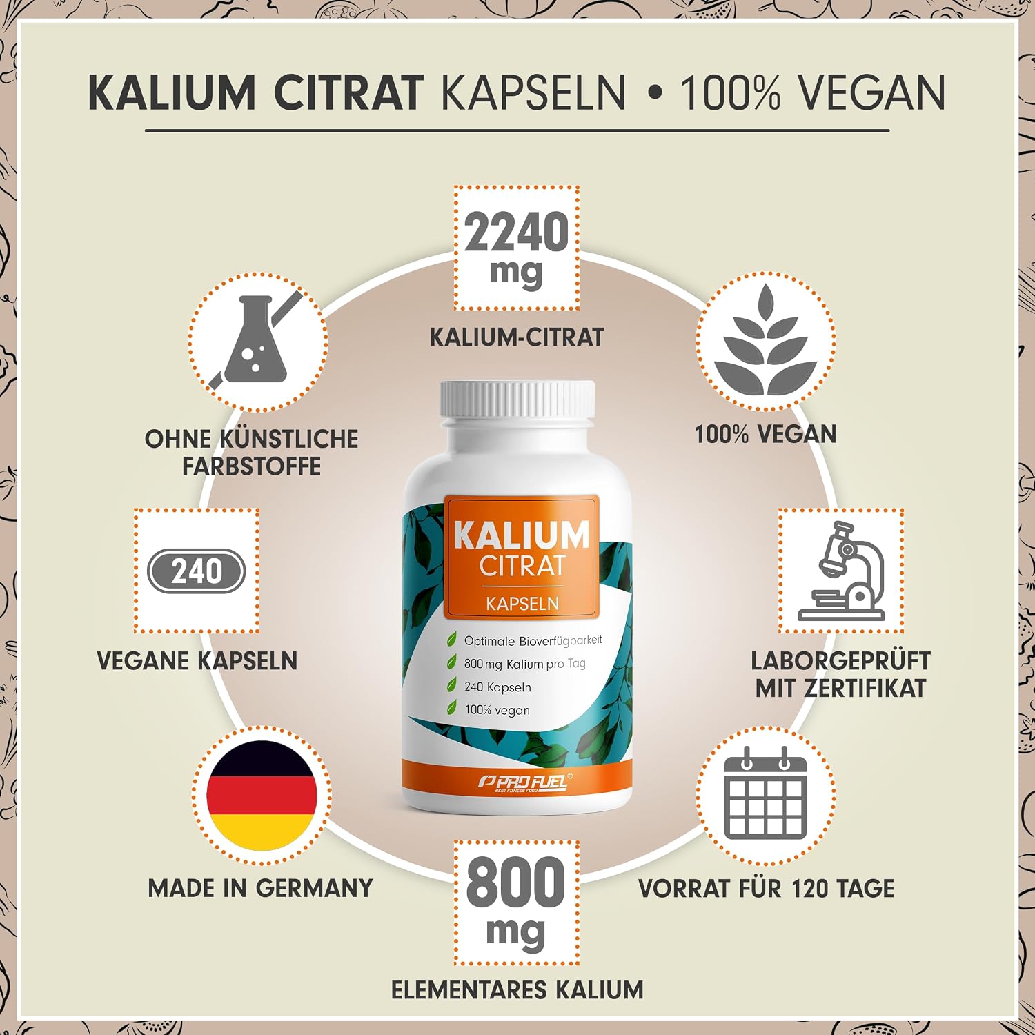 Detalle 2 de Kalium Kapseln 240x Hochdosiert Kaliumcitrat