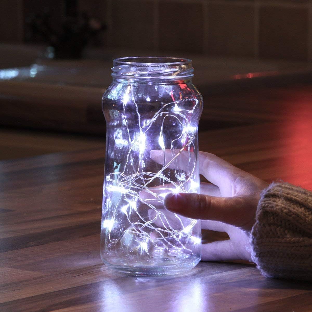 Detalle de Tasodin 16.4 ft LED Fairy Lights, 50 Cool-White Lights on Flexible Copper Wire