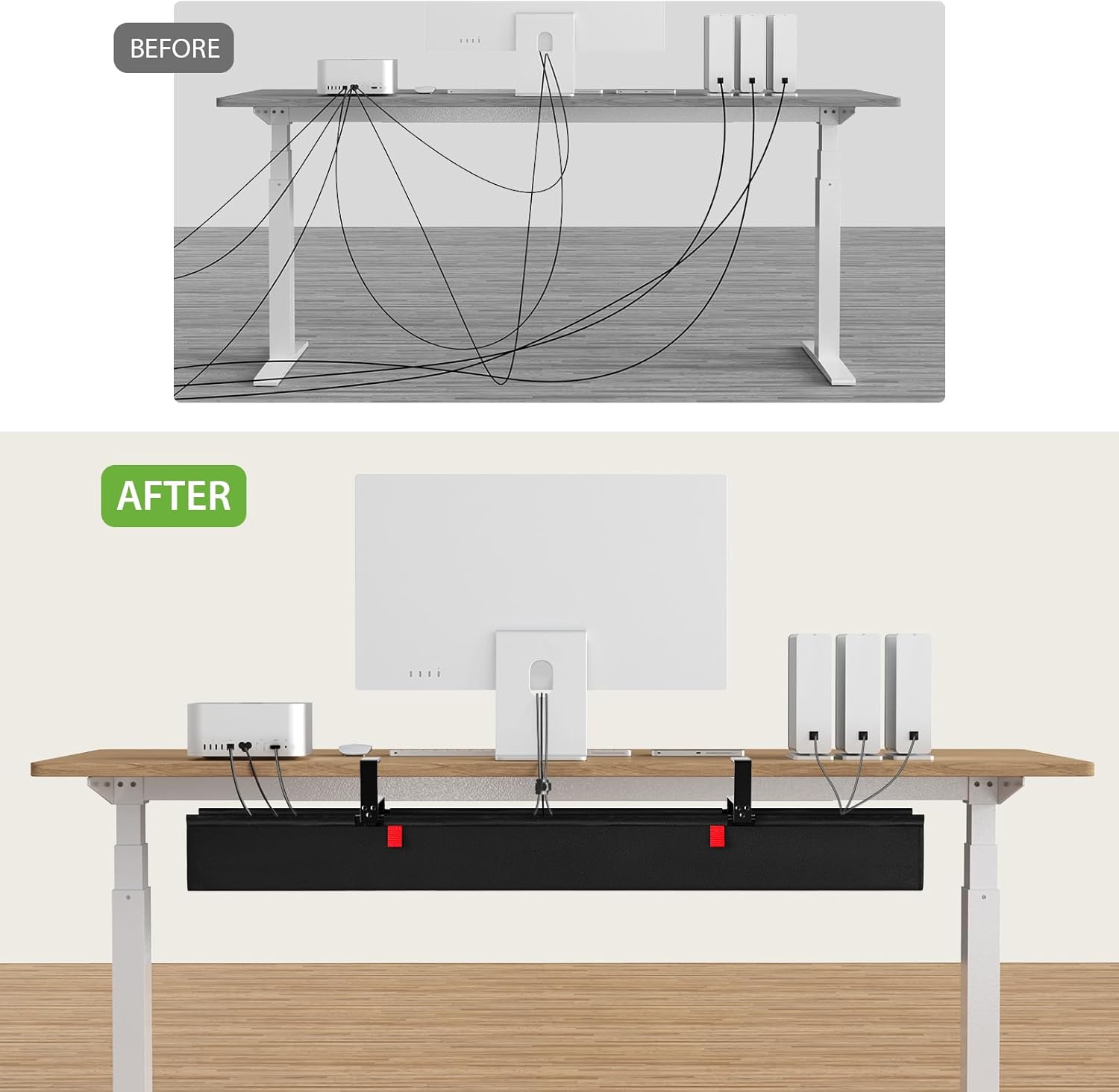 Thumbnail 6 de KEEGH Extra Large 48" Under Desk Cable Management Tray for Cord Hiders