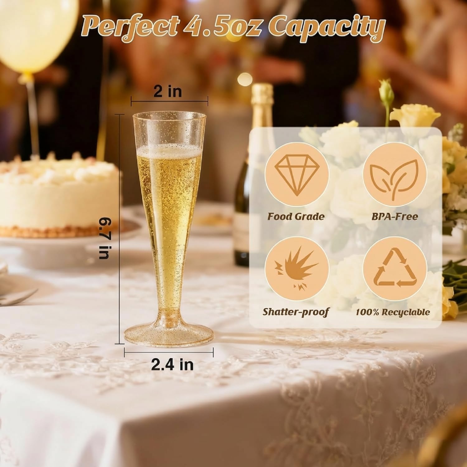 Thumbnail 1 de Plastic Champagne Flutes, 4.5 oz