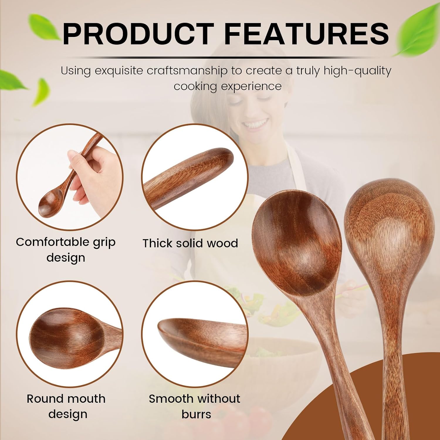 Detalle de 7Pcs Small Wooden Spoons for Honey – 6.6 Inch Mini Spoon Set