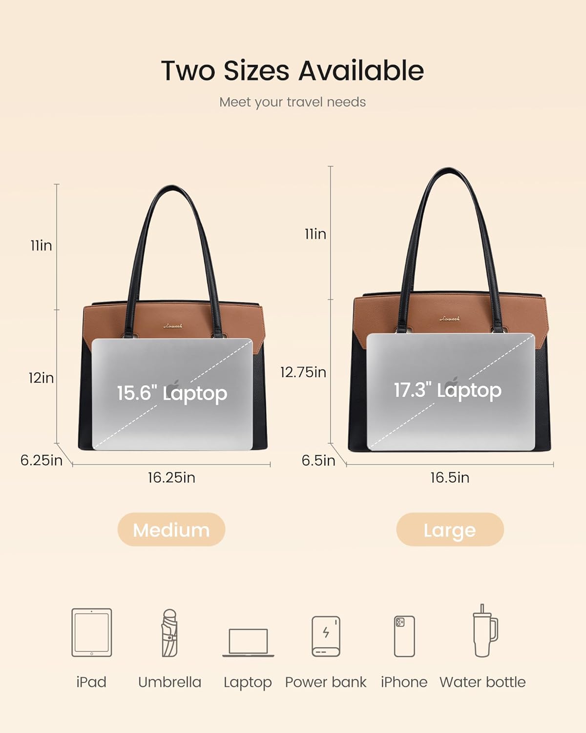 Thumbnail 5 de LOVEVOOK Damen Handtasche & Laptoptasche bis 15,6 Zoll – Shopper Tote Bag für Büro, Uni & Schule