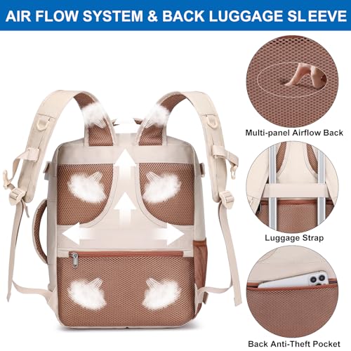 Thumbnail 6 de WENIG Mochila de viaje cabina 40x30x20 cm con puerto USB para portátil 14" | Beige-marrón