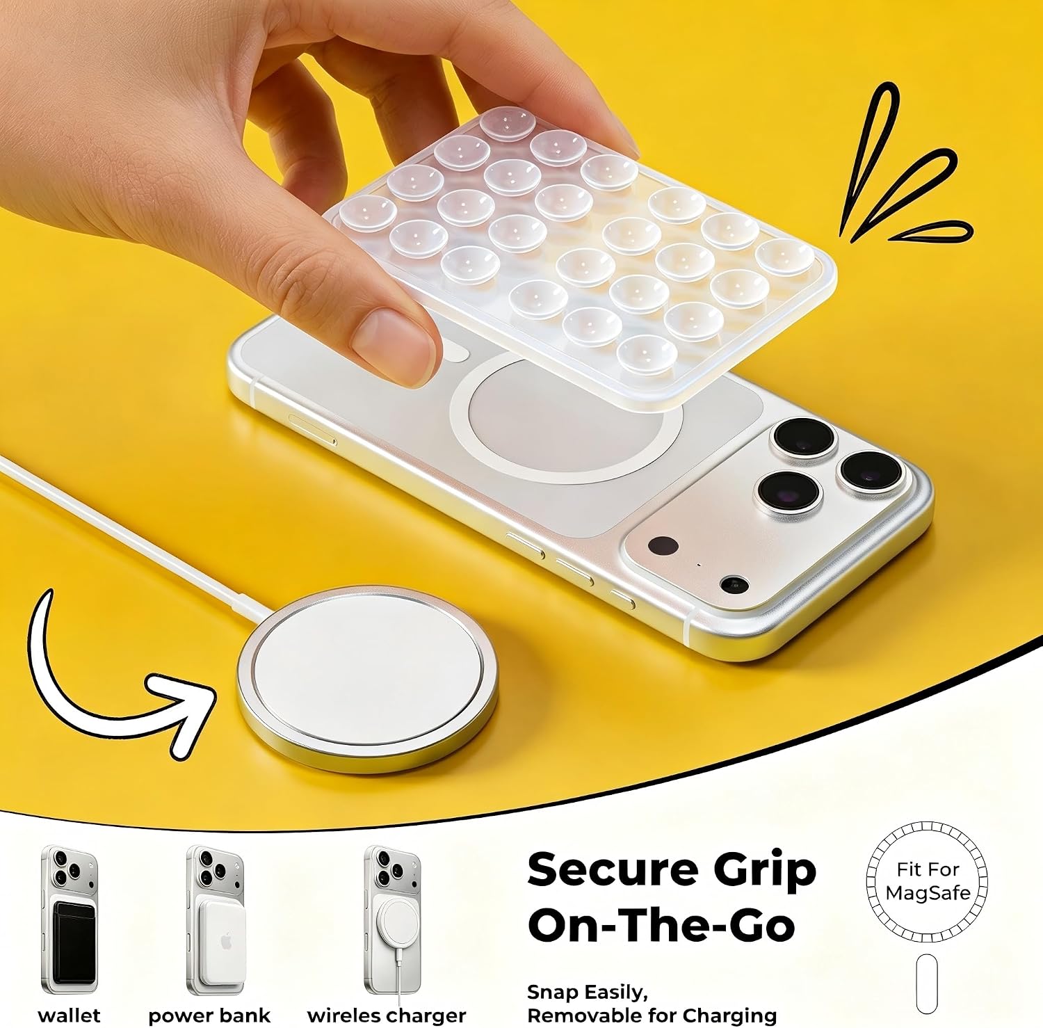 Thumbnail 6 de Magnetic Suction Phone Mount for MagSafe: Clear Octo Cup Buddy Sticky Grip for iPhone