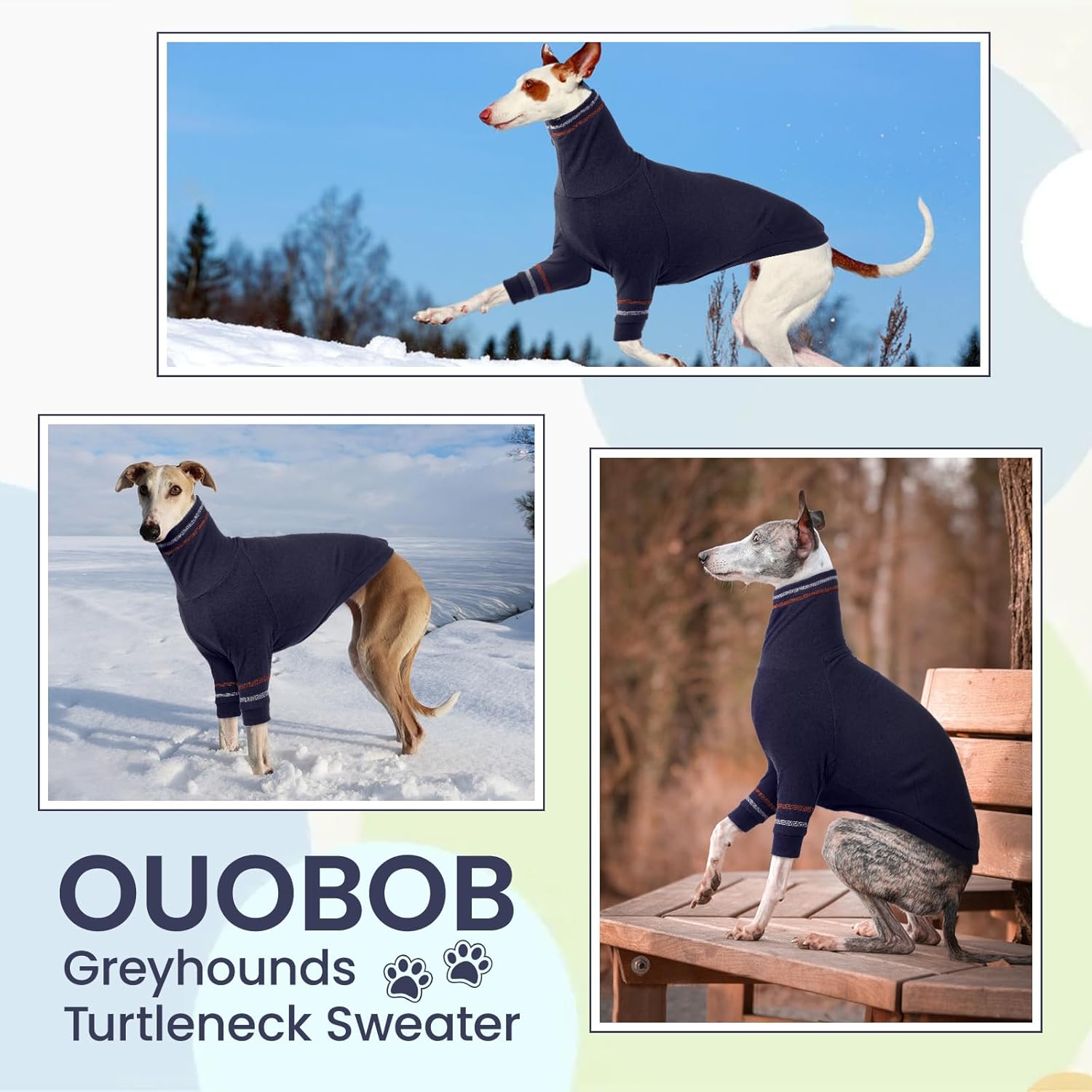Thumbnail 6 de OUOBOB Greyhound dog sweater – Italian coat-style turtleneck knit for large sighthounds (XXL)