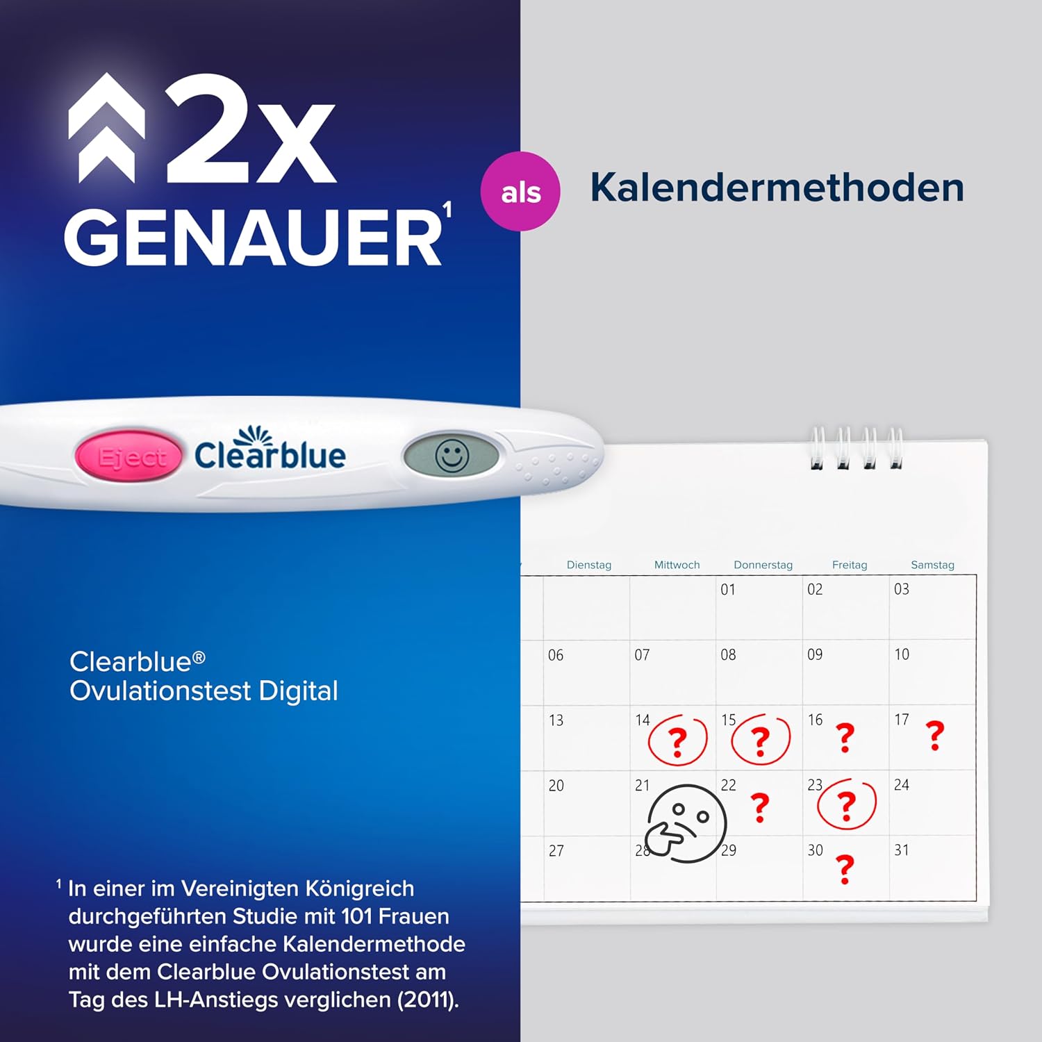 Detalle de Clearblue Kinderwunsch Ovulationstest Kit Digital – 30 Tests + digitale Testhalterung