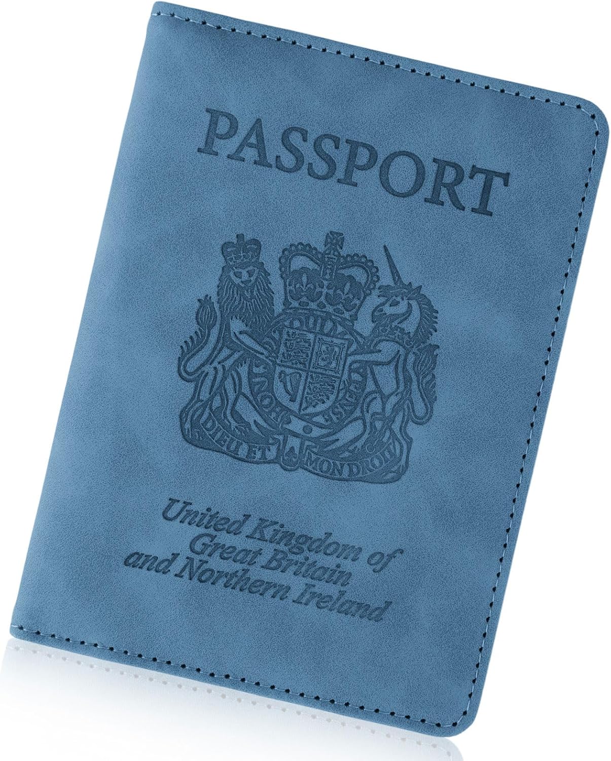 Detalle de Cinocratic RFID-Blocking Passport Holder: PU Leather Blue Wallet for Travel
