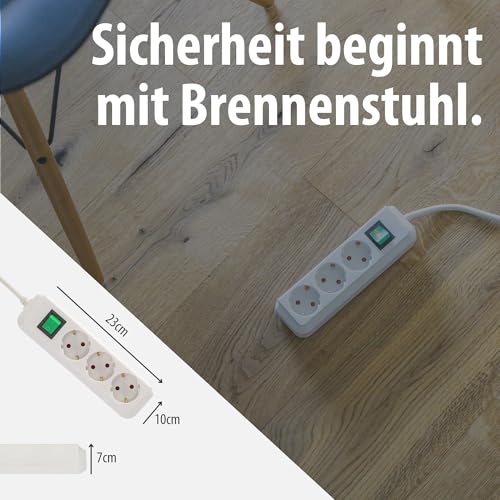 Detalle 2 de Brennenstuhl Eco-Line 3-Fach Steckdosenleiste mit 5 m Kabel, weiß