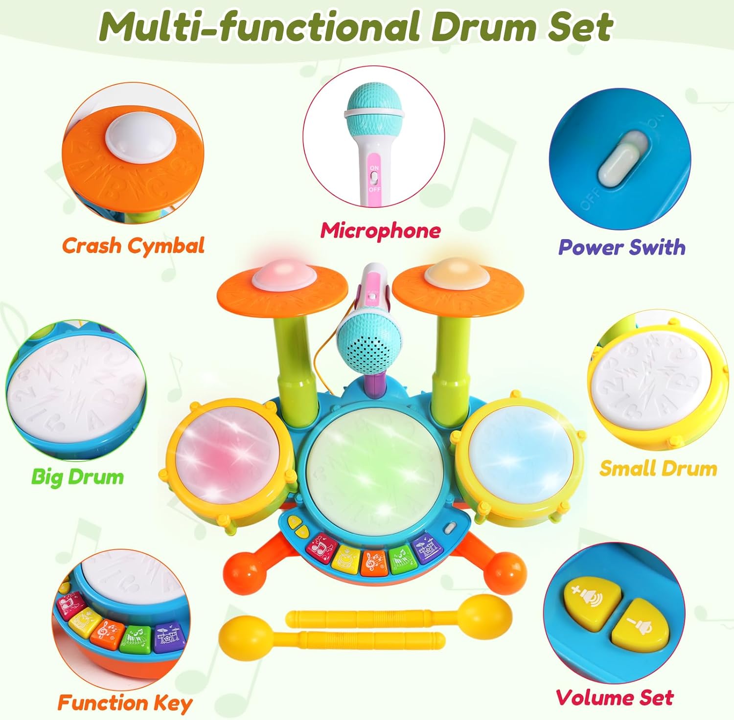 Thumbnail 1 de Kids Drum Kit by Fajiabao — Bright Early Music Toy for 1–2 Year Olds