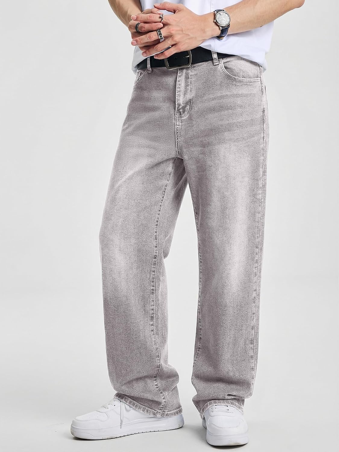 Detalle de JMIERR Men's Baggy Jeans Wide Leg Y2K Loose Fit Denim Pants