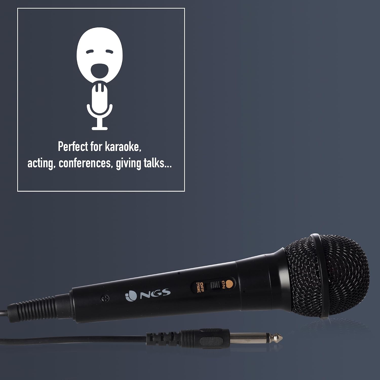 Detalle 2 de NGS Singer Fire: Micrófono dinámico vocal con cable de 3 m para directo y karaoke