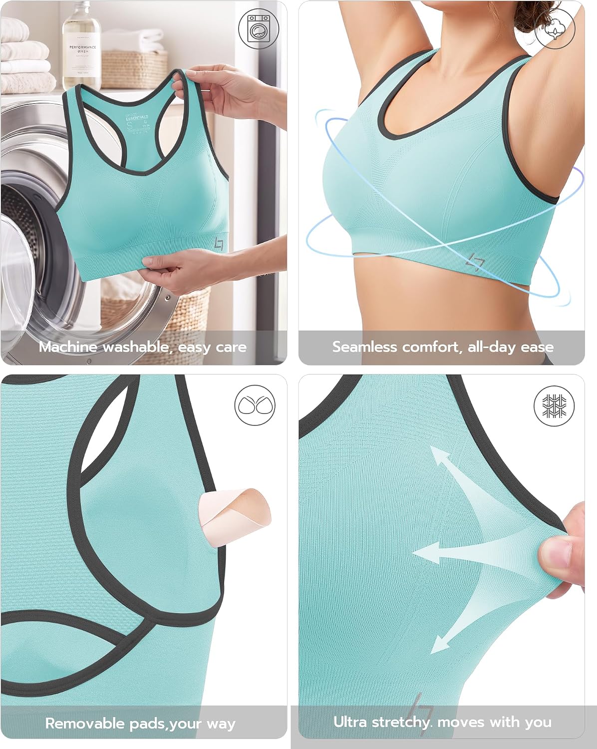 Thumbnail 4 de FITTIN Racerback Sports Bra for Women – Padded, Seamless Support for Yoga, Workout & Plus Size