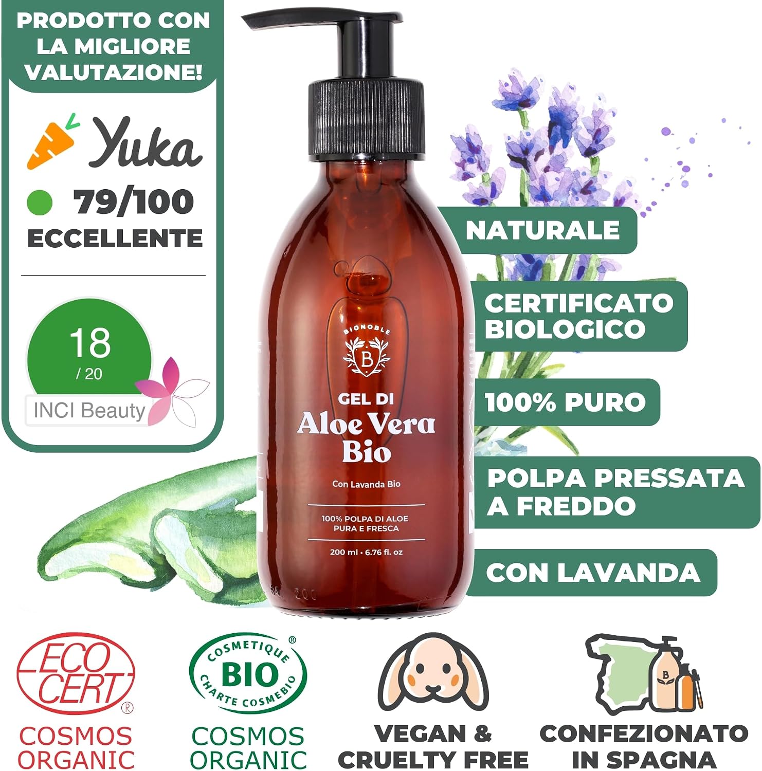 Detalle 2 de BIONOBLE Gel Aloe Vera 97% biologico 200 ml