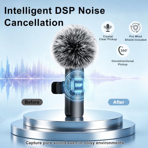 Detalle de Lidylsm Wireless Lavalier Microphone for iPhone, iPad & Android Phone