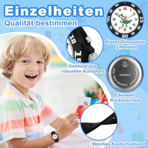 Detalle de TENOCK Lernuhr Einhorn Dinosaurier mit Nachtlicht – wasserdicht bis 30 m, für Kinder 4–12 Jahre