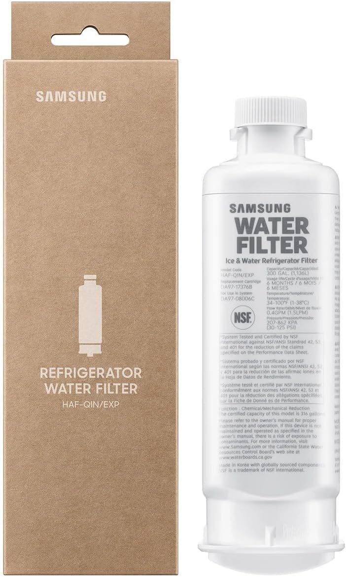 Detalle de Samsung HAF-QIN/EXP Genuine Refrigerator Water Filter — 6-Month Life, Square-Filter Compatibility