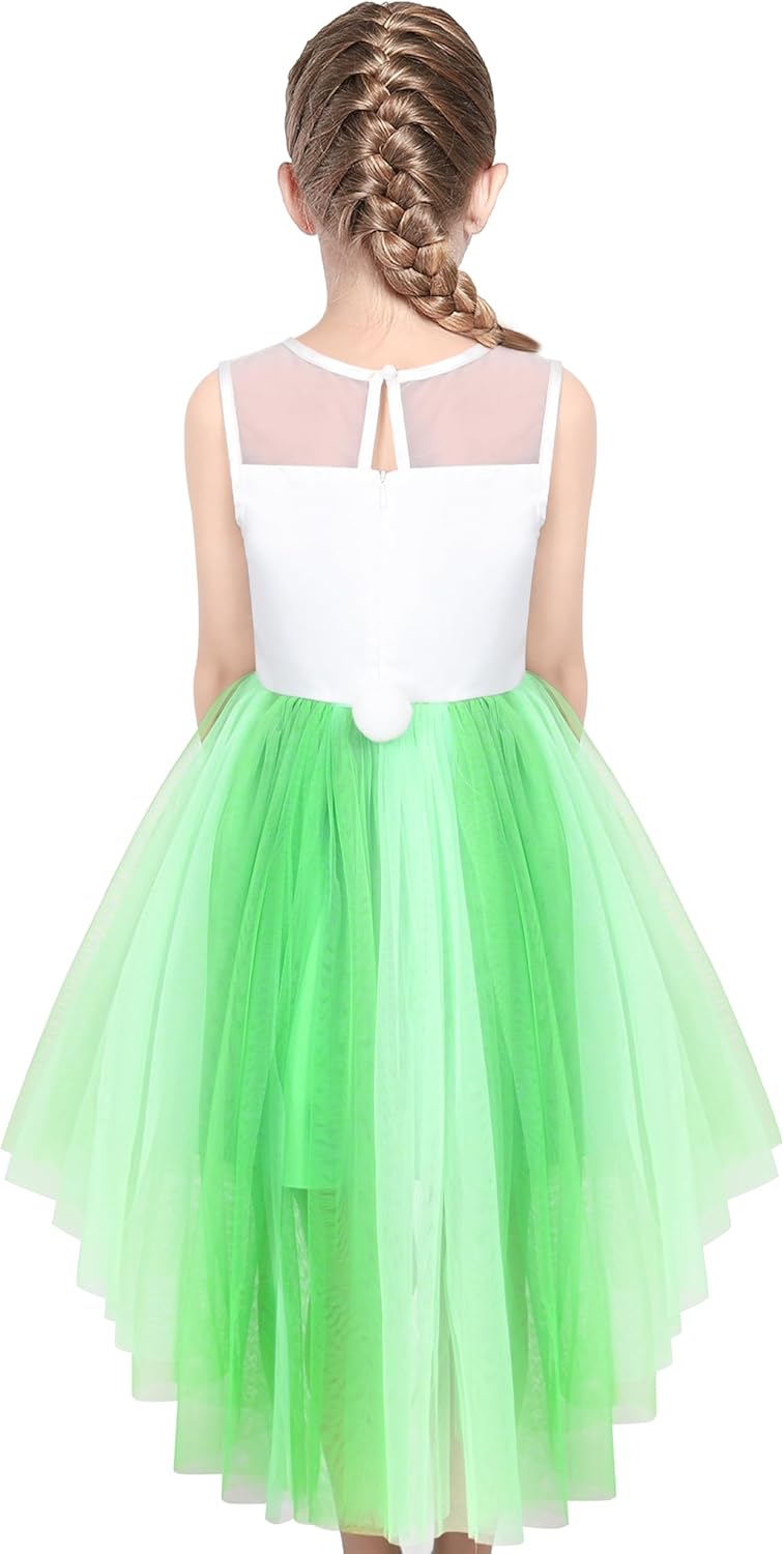 Thumbnail 2 de Sunny Fashion Girls Green Easter Rabbit High-Low Dress (Age 4–8) with Egg Hunting Bag