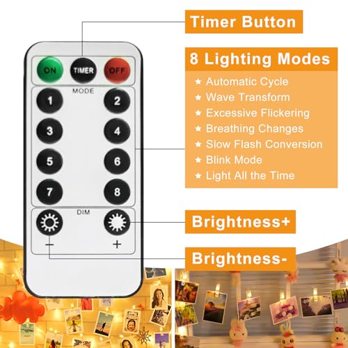 Detalle de CNMTCCO 100 LEDs Guirlande lumineuse à pinces photo – 10 m, télécommande et 8 modes