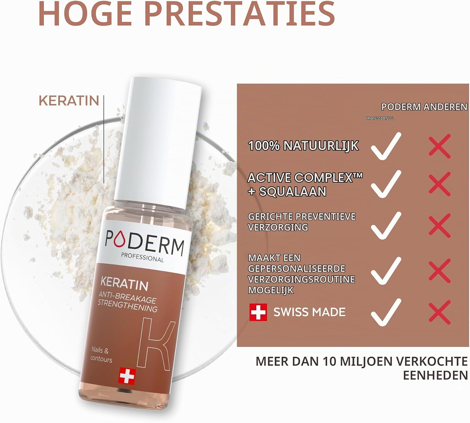 Detalle de PODERM 5-in-1 Nail Booster Serum met keratine, 6 ml voor broze nagels