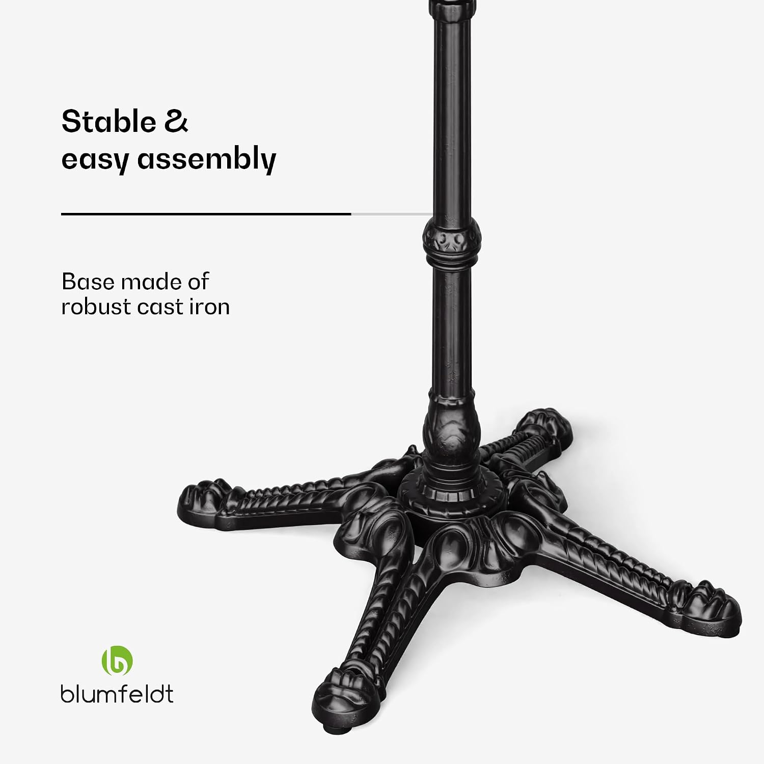Detalle de blumfeldt Patras Lux Bistro Table, 60 x 60 cm Marble Top, Cast Iron Base