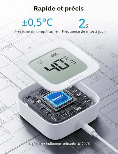 Thumbnail 3 de GoveeLife Thermomètre frigo WiFi avec app et alarme – 1 capteur