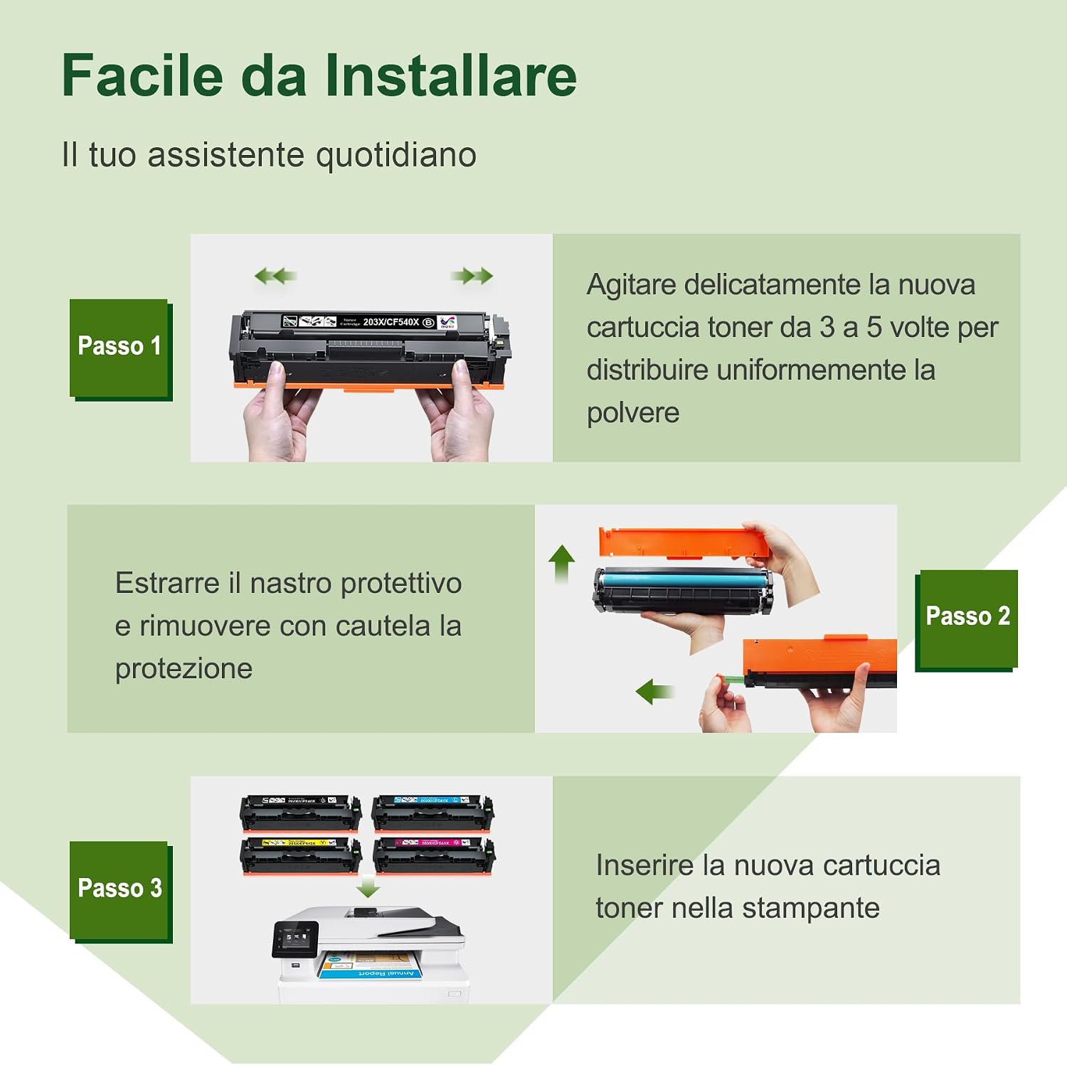 Detalle 2 de ONLYU 203X Toner compatibile per HP Color LaserJet Pro MFP M281/M254 – 4-Pack (CF540X CF541X CF542X CF543X)