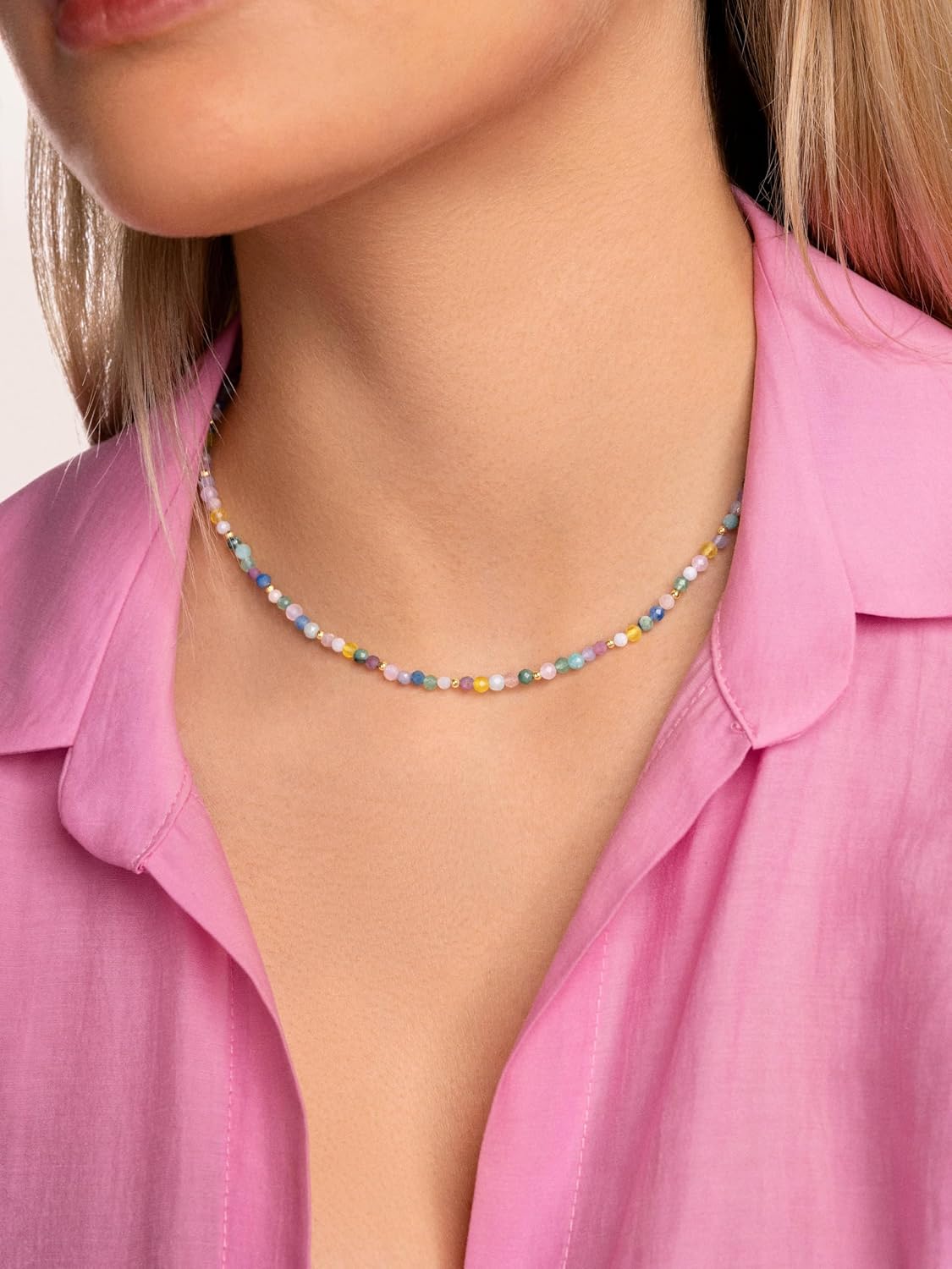 Detalle 2 de SINGULARU Collana Altea Colors 35+5 cm in acciaio placcato oro 18Kt đź’Ť