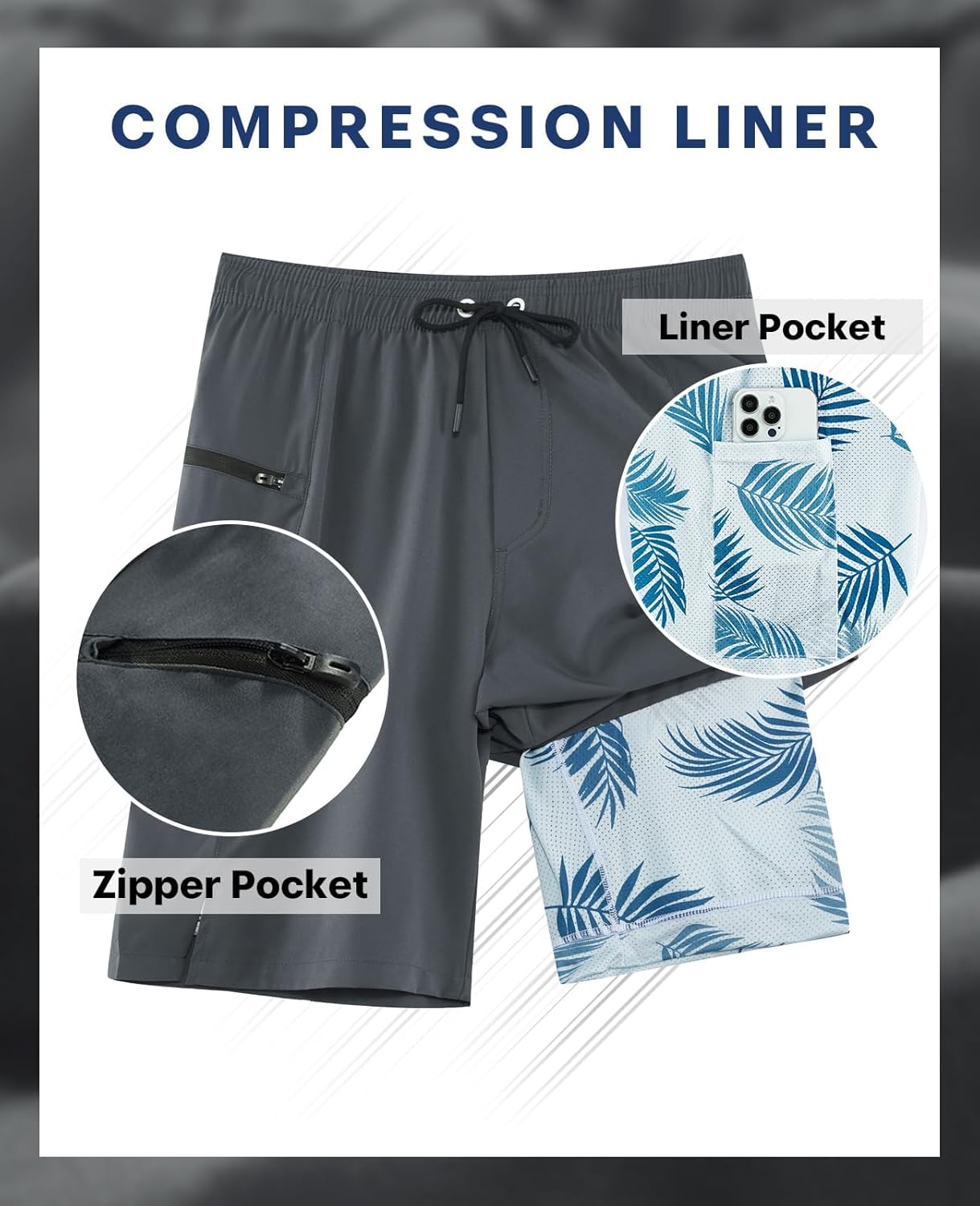 Thumbnail 4 de APTRO 2 in 1 Men’s Swim Trunks 9" with Zipper Pockets — Built-in Board Shorts